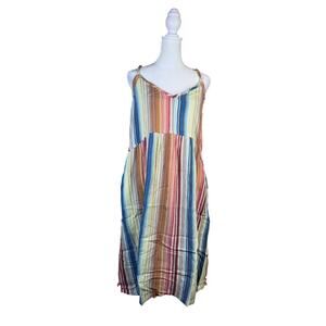 Prana Striped Sleeveless Summer Dress S Beachy Fernie‎ Oversized Boho Coverup